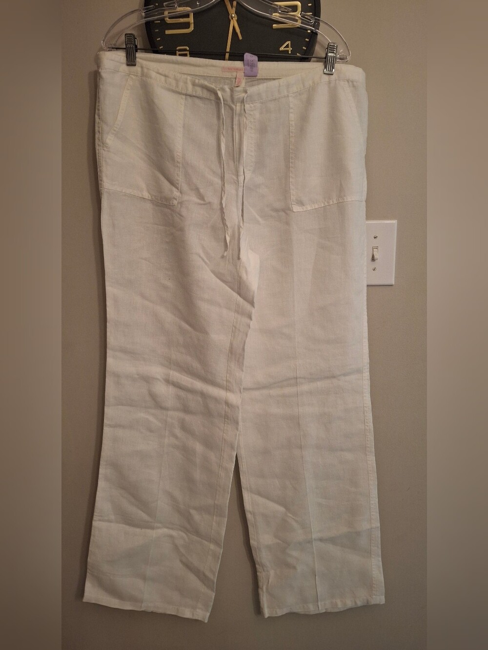 Victoria's Secret White Linen Drawstring Chinos